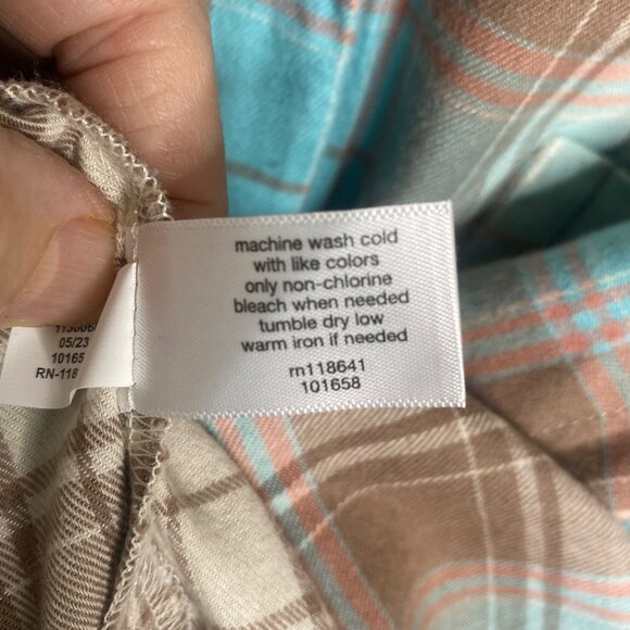 Lane Bryant Flannel Shirt Womens 22/24 Plaid BrownBlue Button Down Long Sleeves - Picture 5 of 9